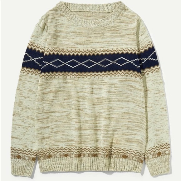 CREAM & NAVY SWEATER - Picture 2 of 14